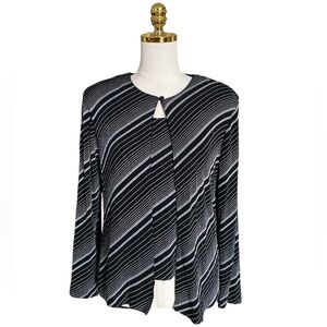 XSCAPE by Laurence Kurtz Women's Vintage 90s Black Striped 2 Piece Jacket Size L